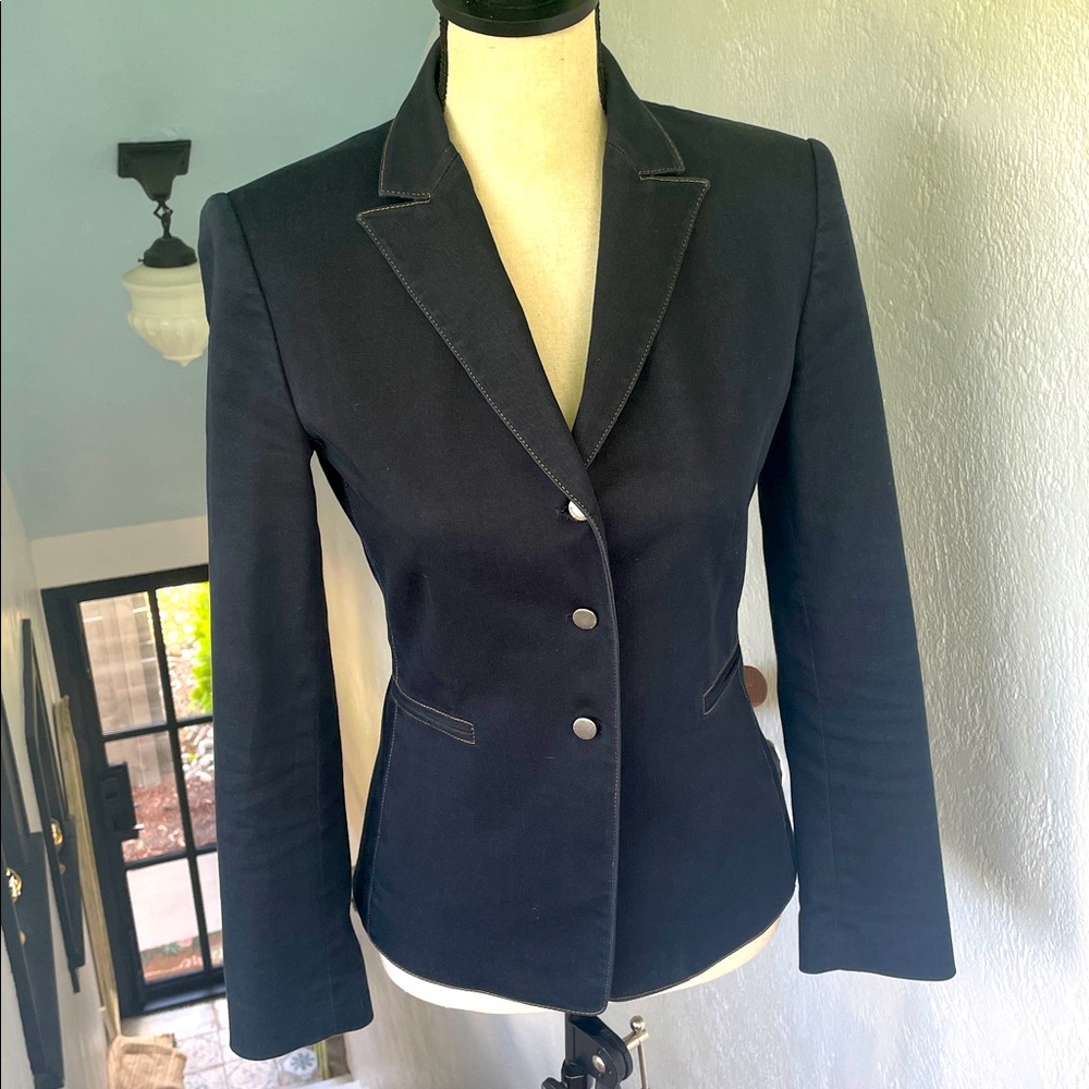 Antonio Melani Deep Navy Three Button‎ Front Blaze Jacket with Contrast Stitch 2 - Picture 1 of 7